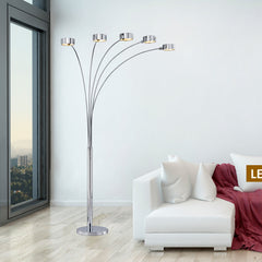 Floor Lamp, 88 in Tall with Silver Metal Frame and Drum Shade