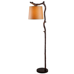 Floor Lamp, Bronze Grapevine Frame with Brown Paper Shade