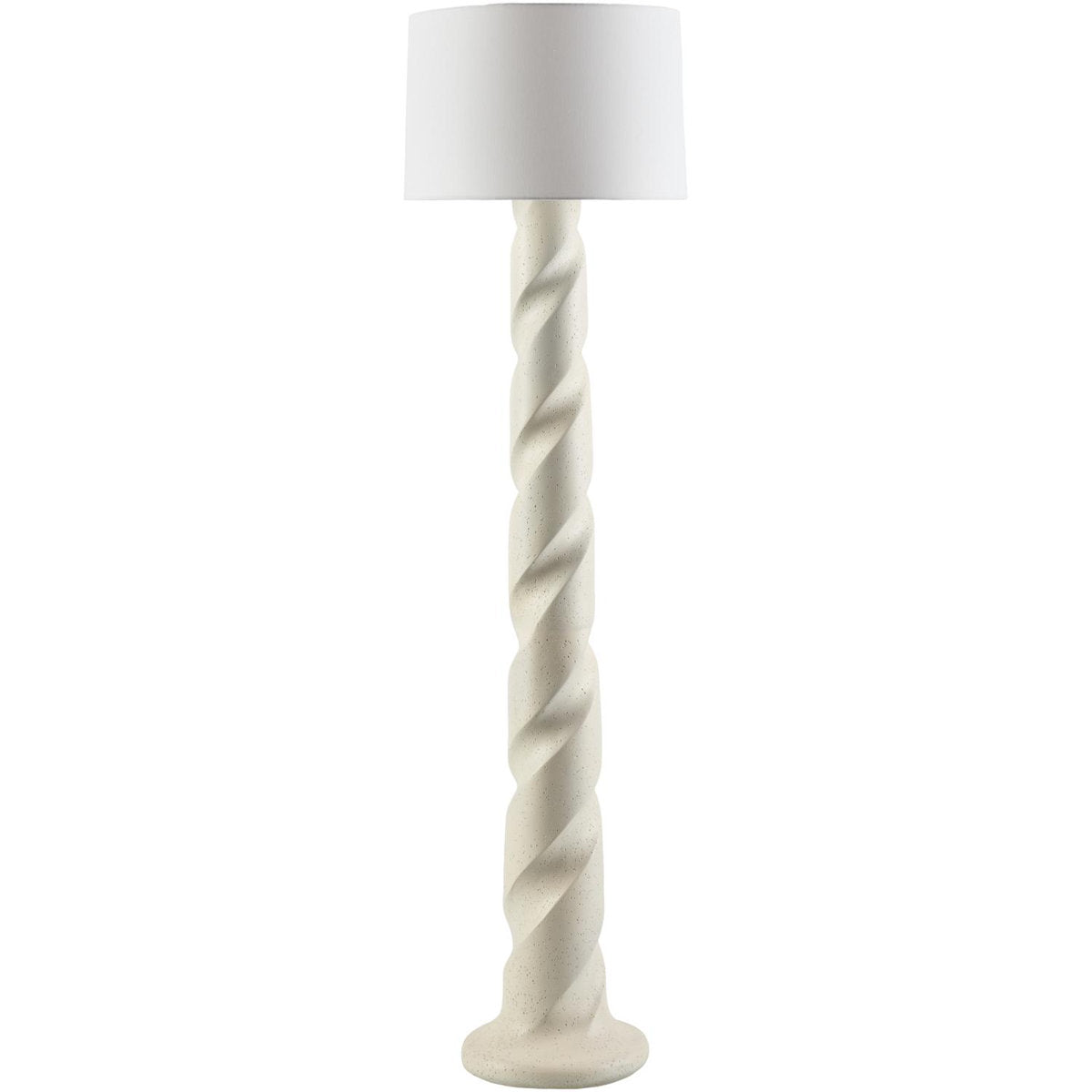 Floor Lamp, Cream Resin Base with White Linen Drum Shade