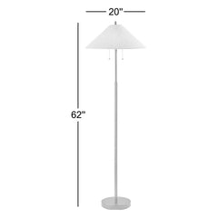 Floor Lamp in Solid Wood and Metal, Light Brown Shade with Walnut and Black Base