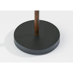 Floor Lamp in Solid Wood and Metal, Light Brown Shade with Walnut and Black Base