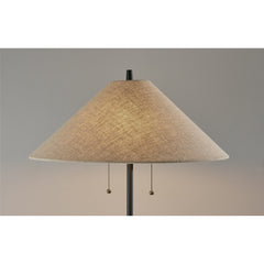 Floor Lamp in Solid Wood and Metal, Light Brown Shade with Walnut and Black Base