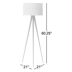Floor Lamp, Natural Oak Veneer Base with Linen Drum Shade