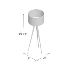 Floor Lamp, Natural Oak Veneer Base with Linen Drum Shade