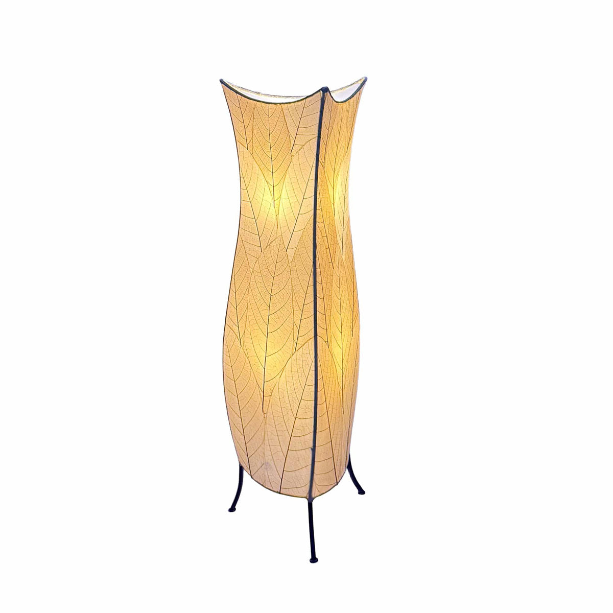 Floor Lamp, Novelty Shade with Fossilized Cocoa Leaves