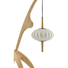 Floor Lamp, Rubber Wood with Linen Shade