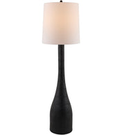 Floor Lamp, Single Light, Black Resin Base with White Linen Shade