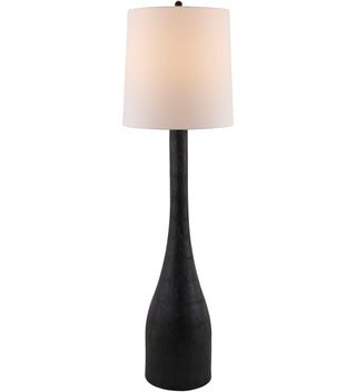 Floor Lamp, Single Light, Black Resin Base with White Linen Shade