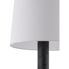 Floor Lamp, Single Light, Black Resin Base with White Linen Shade