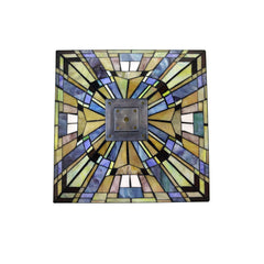 Floor Lamp, Stained Glass Shade with Blackish Bronze Base