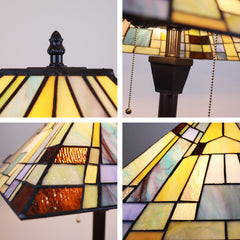 Floor Lamp, Stained Glass Shade with Blackish Bronze Base