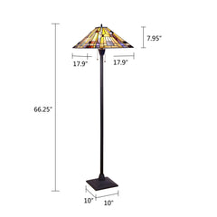 Floor Lamp, Stained Glass Shade with Blackish Bronze Base