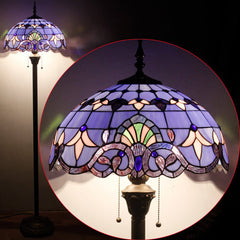 Floor Lamp, Stained Glass Shade with Bronze Antique Base