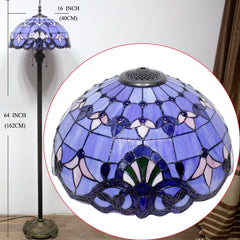 Floor Lamp, Stained Glass Shade with Bronze Antique Base