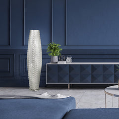 Floor Lamp, Two-Light, Silver Metal with Clear Jewels
