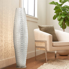 Floor Lamp, Two-Light, Silver Metal with Clear Jewels