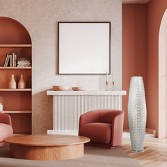Floor Lamp, Two-Light, Silver Metal with Clear Jewels