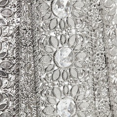 Floor Lamp, Two-Light, Silver Metal with Clear Jewels