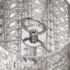 Floor Lamp, Two-Light, Silver Metal with Clear Jewels
