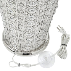 Floor Lamp, Two-Light, Silver Metal with Clear Jewels