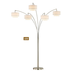 Floor Lamp with 5 Lights and Satin Nickel Base