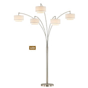 Floor Lamp with 5 Lights and Satin Nickel Base