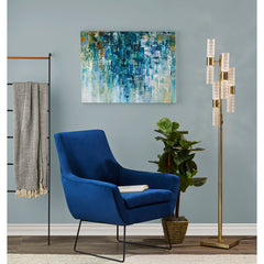Floor Lamp with 8 Clear Glass Shades and Brass Base