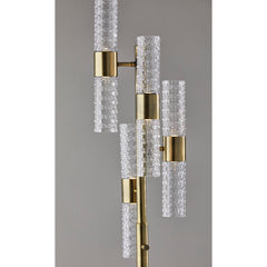 Floor Lamp with 8 Clear Glass Shades and Brass Base