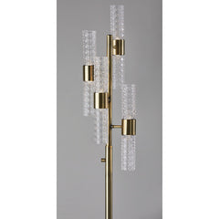 Floor Lamp with 8 Clear Glass Shades and Brass Base