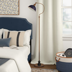 Floor Lamp with Arched Metal Frame in Antique Brass