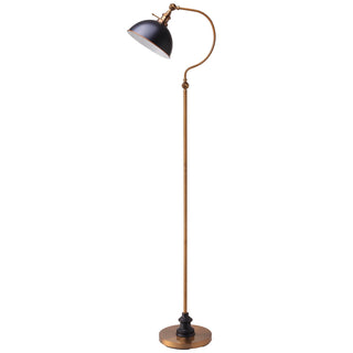 Floor Lamp with Arched Metal Frame in Antique Brass