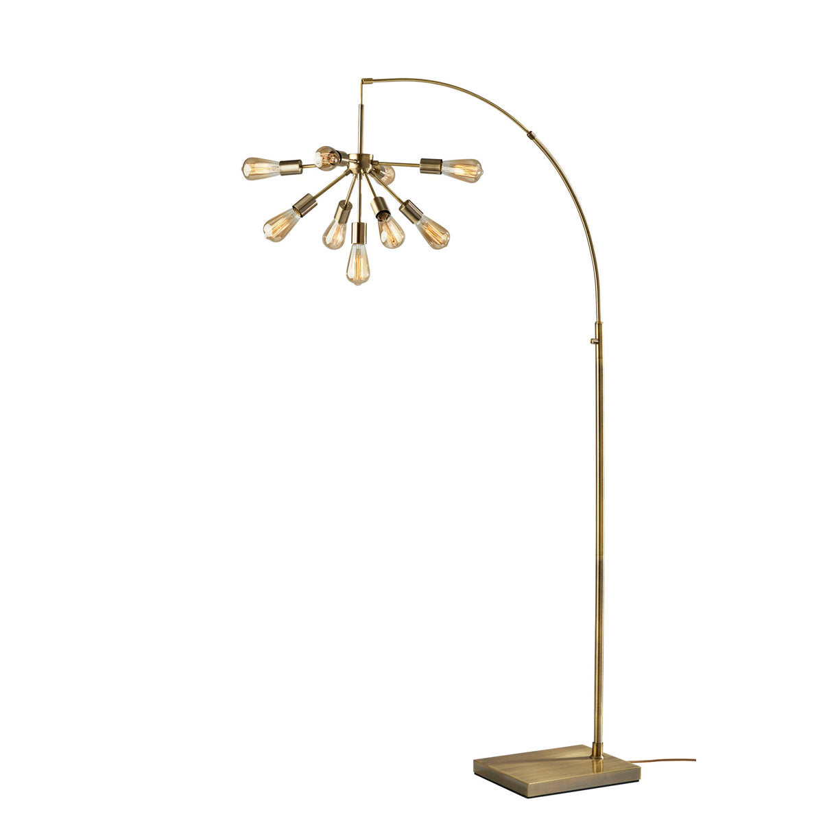 Floor Lamp with Arched Silhouette in Antique Brass Finish