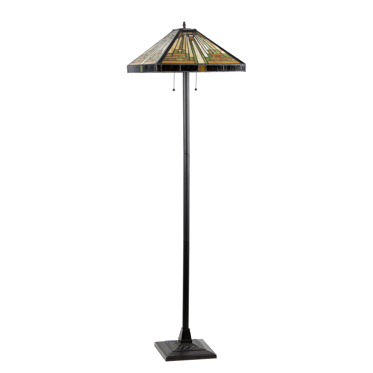 Floor Lamp with Cut Glass Shade in Antique Bronze Finish