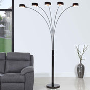 Floor Lamp with Dimmer and 5 Lights, Jet Black Metal