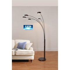 Floor Lamp with Dimmer and 5 Lights, Jet Black Metal