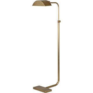 Floor Lamp with Dimmer and Metal Shade in Aged Natural Brass