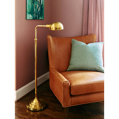 Floor Lamp with Dome Metal Shade in Antique Natural Brass