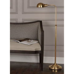 Floor Lamp with Dome Metal Shade in Antique Natural Brass