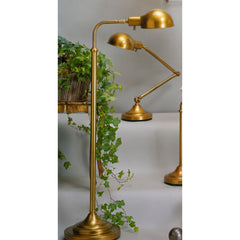 Floor Lamp with Dome Metal Shade in Antique Natural Brass