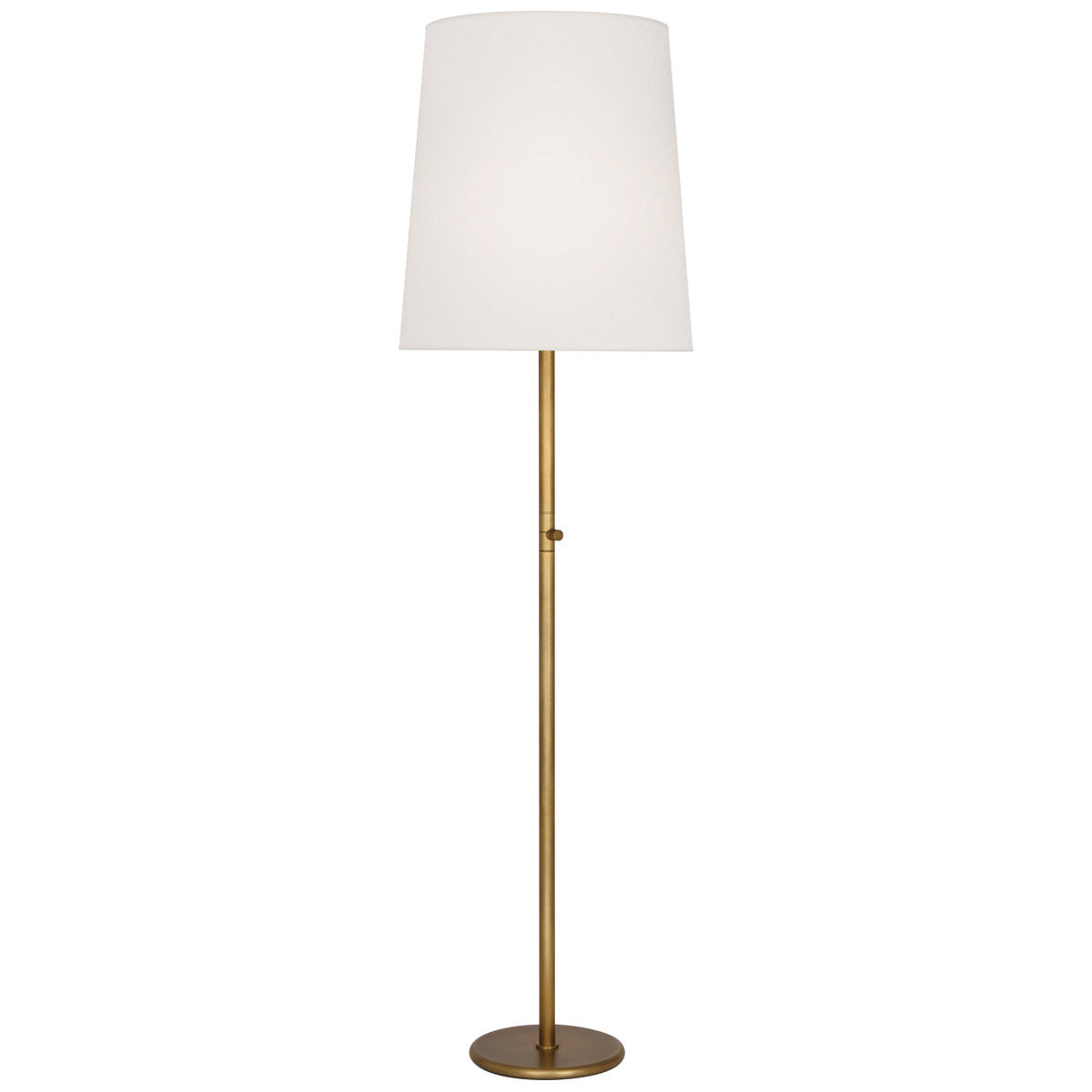 Floor Lamp with Drum Fabric Shade in Aged Brass Finish