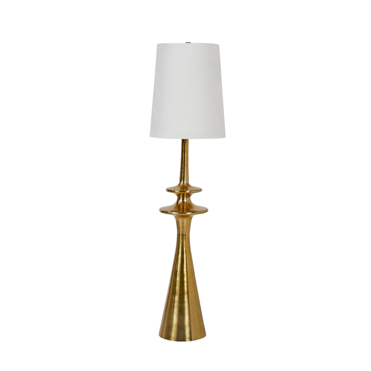 Floor Lamp with Gold Aluminum Base and White Shade