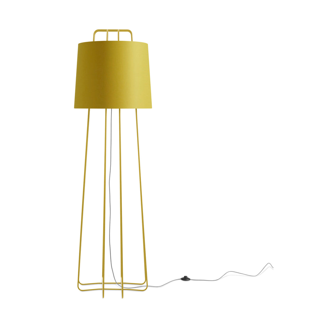 Floor Lamp with Linen Empire Shade, Ochre Steel Frame