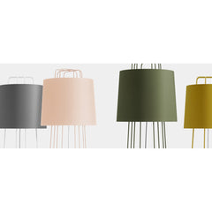 Floor Lamp with Linen Empire Shade, Ochre Steel Frame