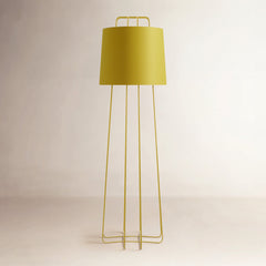 Floor Lamp with Linen Empire Shade, Ochre Steel Frame