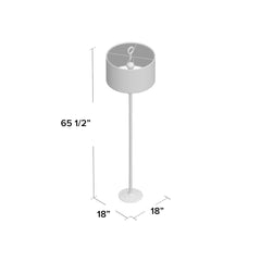 Floor Lamp with Round Drum Shade, Cast Iron in Hammered Rust Brown