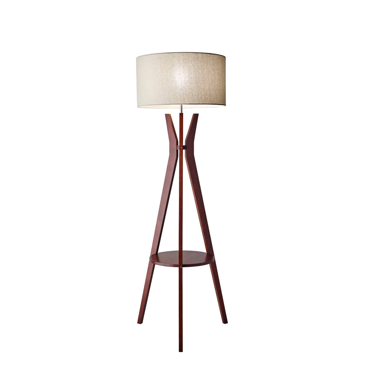 Floor Lamp with Solid Wood Tripod Base in Walnut Finish