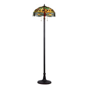 Floor Lamp with Stained Glass Bowl Shade in Antique Bronze