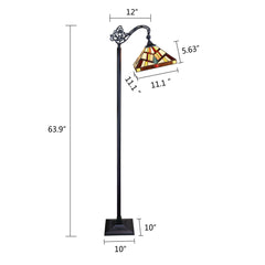 Floor Lamp with Stained Glass Shade in Brown, Yellow and Orange