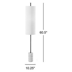 Floor Lamp with Travertine Stone Base and Cream Pleated Shade