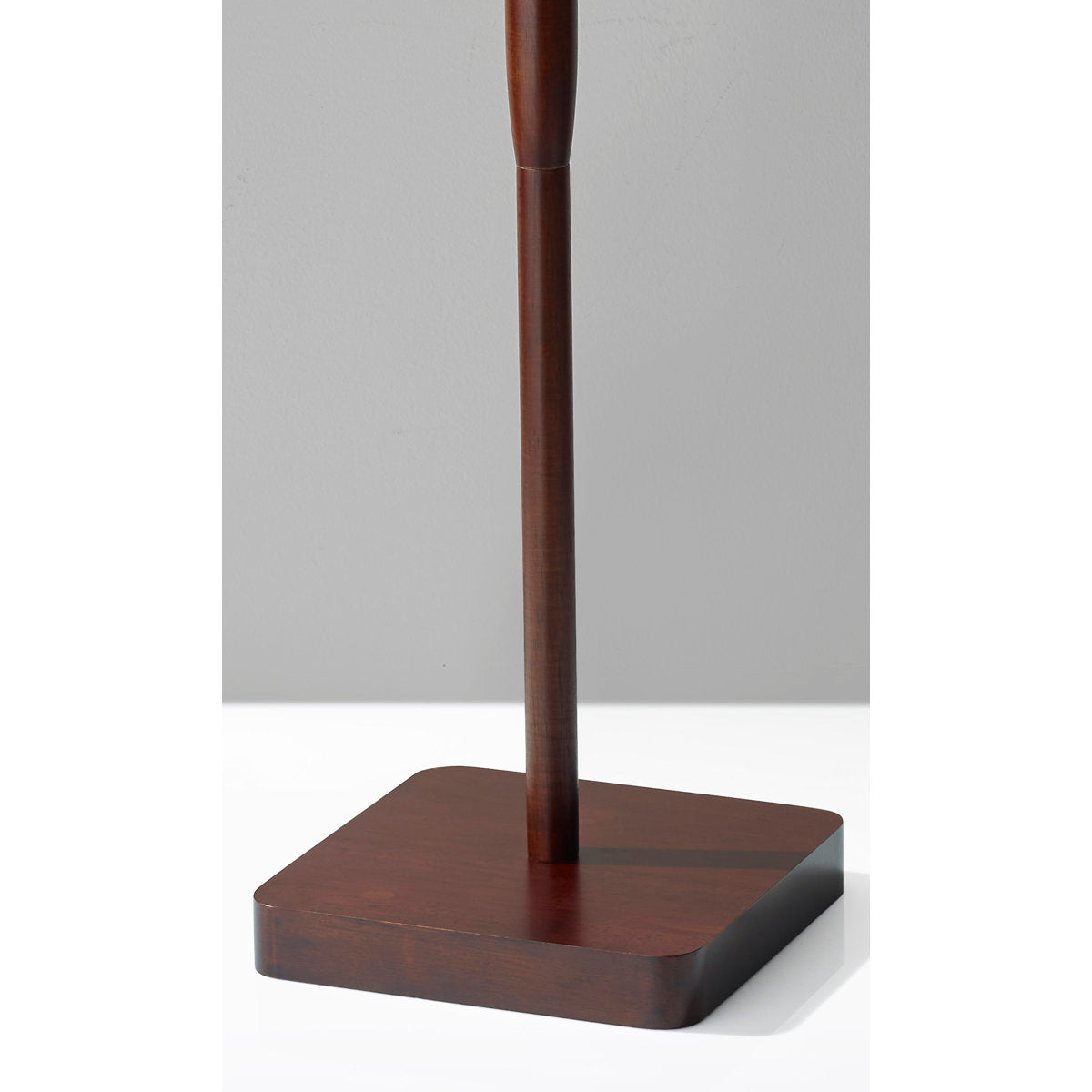 Floor Lamp with Walnut Finish and Gray Drum Shade